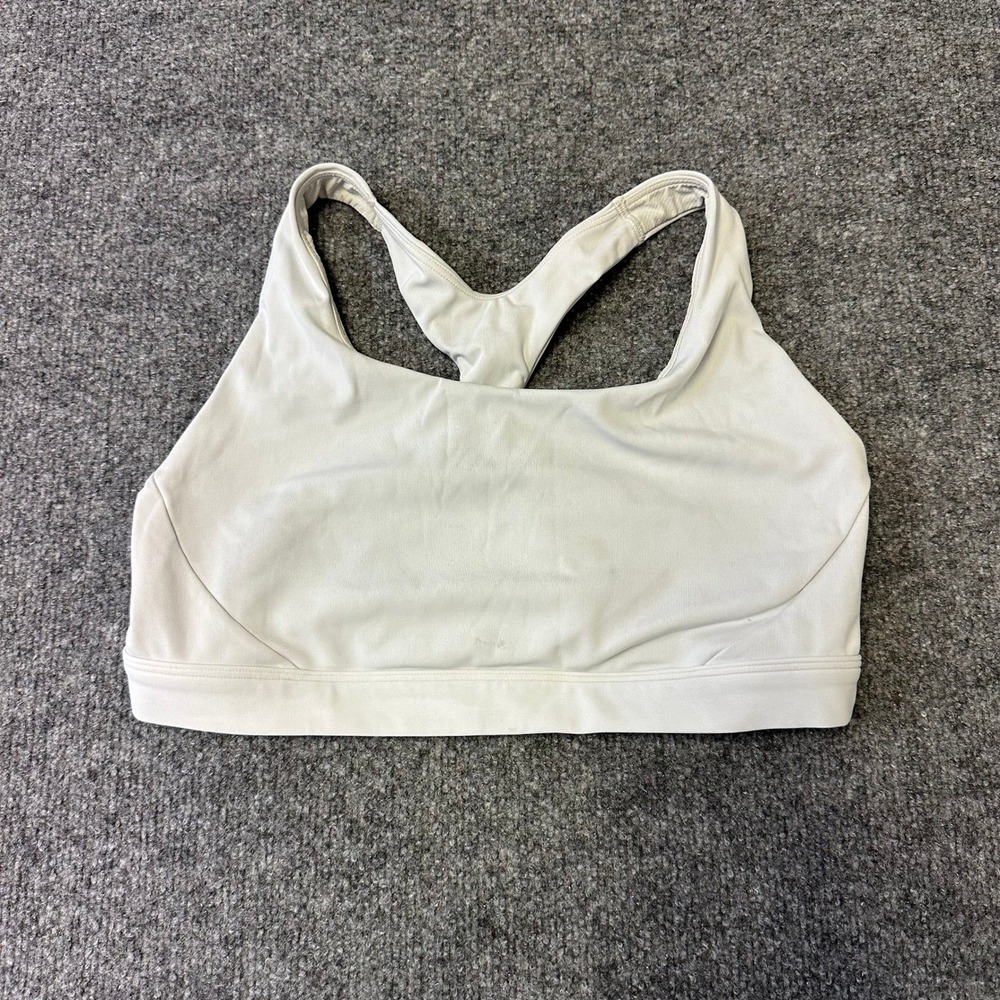 Athleta Sports Bra Womens Size L Gray Racerback Activewear Yoga Gym Stretch